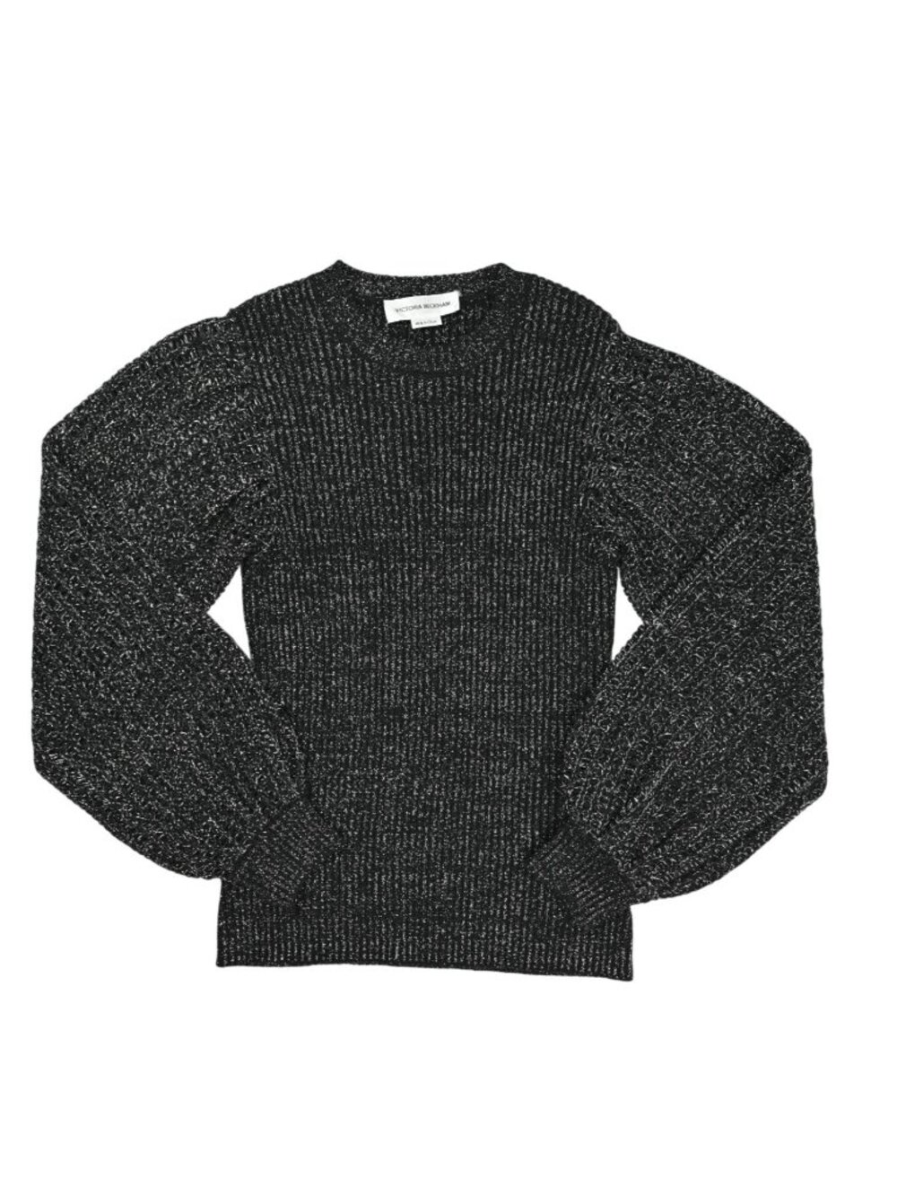 Victoria Beckham Balloon Sleeve Metallic Sweater in Black